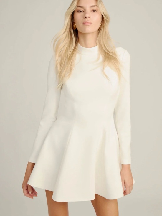 Bardot Dresses & Skirts - Bardot Cream Mini Fit-and-Flare Long-Sleeve Dress
